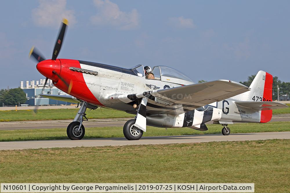 N10601, 1944 North American P-51D Mustang C/N 122-40383, Returning to Warbird parking after mass P-51 flight.
