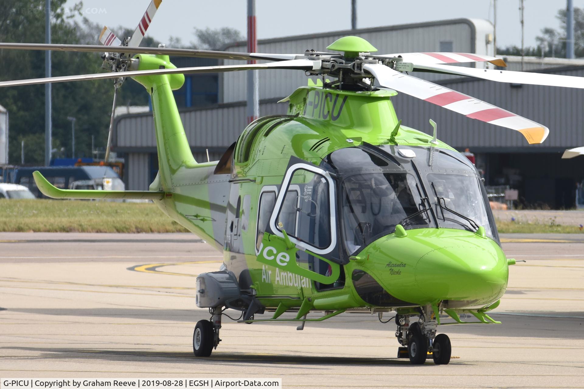 G-PICU, 2017 Leonardo AW169 C/N 69055, Parked at Norwich.