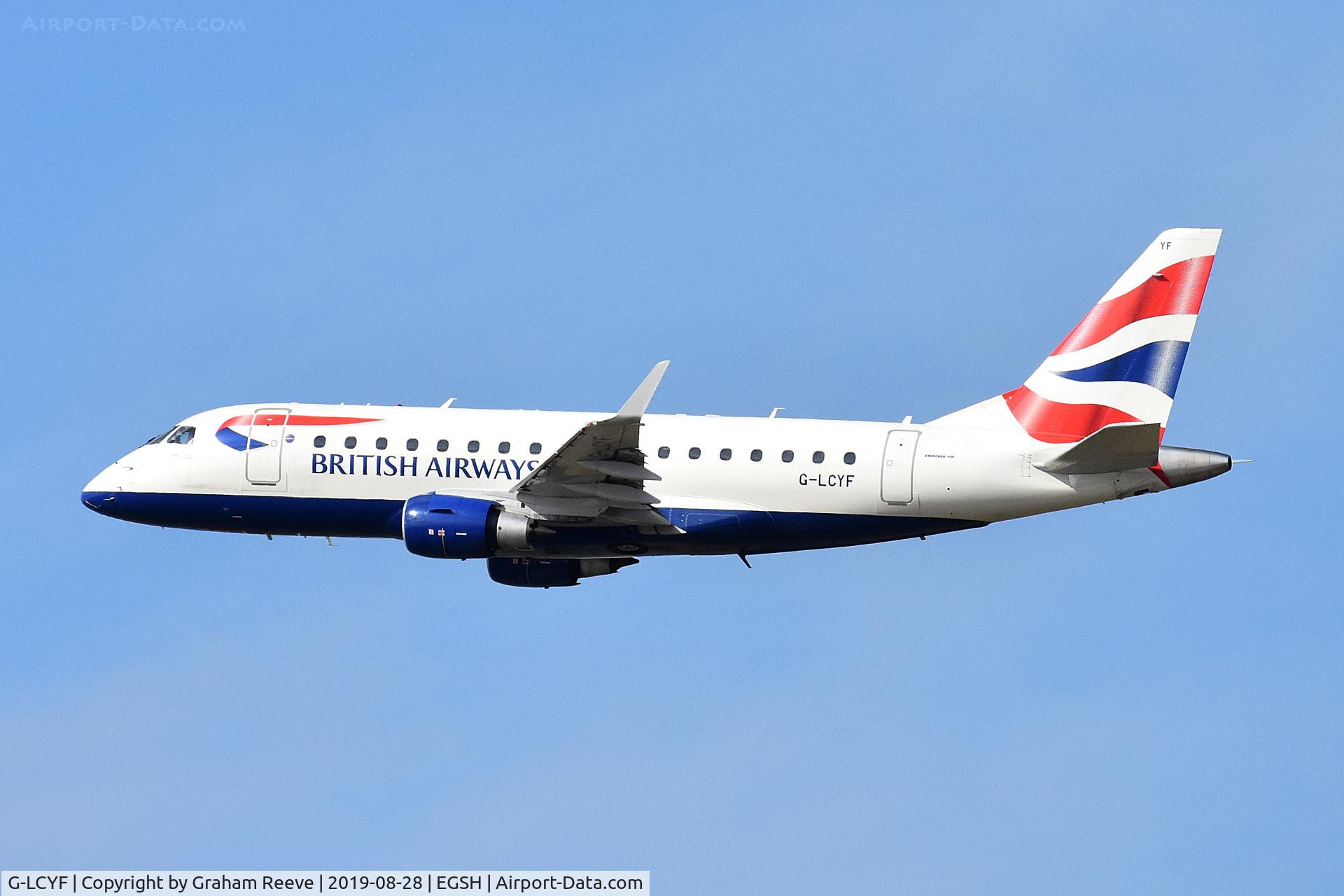G-LCYF, 2009 Embraer 170STD (ERJ-170-100STD) C/N 17000298, In the circuit at Norwich.