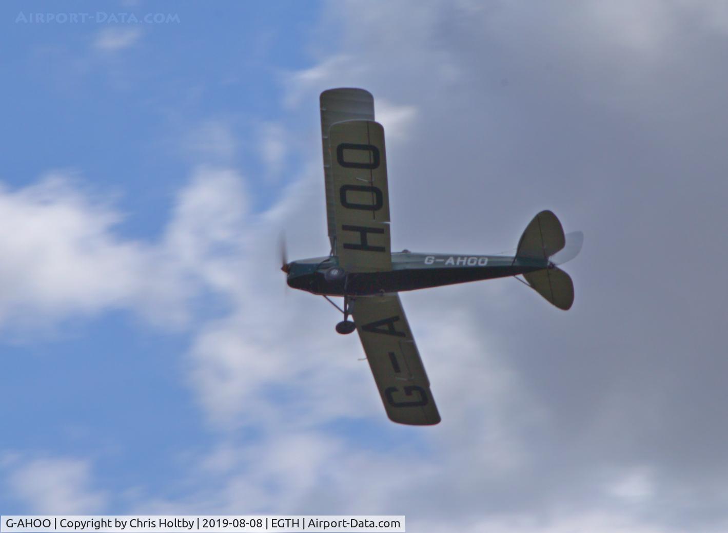 G-AHOO, 1943 De Havilland DH-82A Tiger Moth II C/N 86149, 1943 Tiger Moth flying over Old Warden as part of the Gathering of Moths display 2019