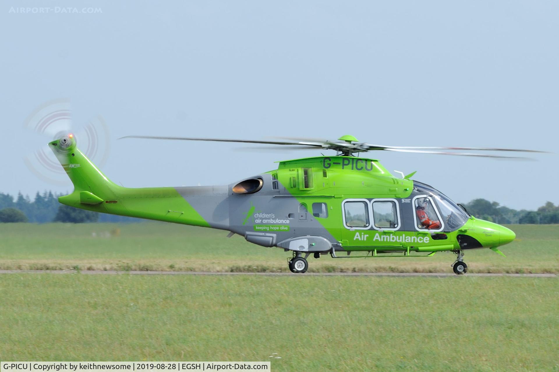G-PICU, 2017 Leonardo AW169 C/N 69055, Arriving at Norwich from Doncaster via Great Yarmouth.