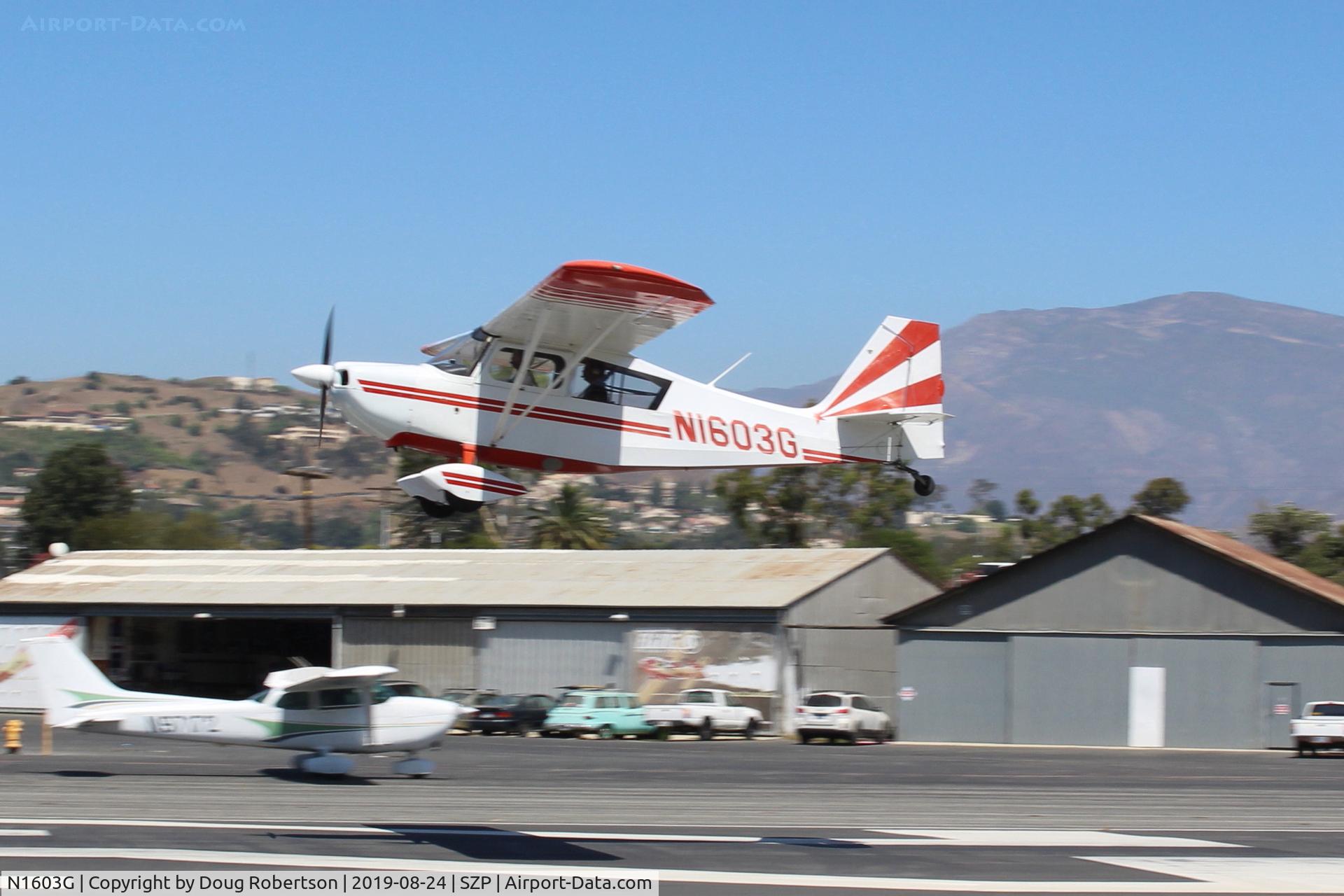 N1603G, 1968 Champion 7ECA Citabria C/N 609, 1968 Champion 7ECA CITABRIA, Lycoming O-320 150 Hp, on Final Rwy 22