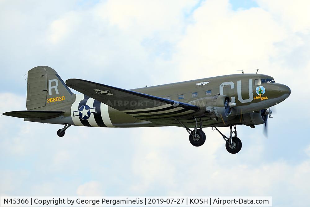 N45366, 1943 Douglas C-53D-DO Skytrooper (DC-3A) C/N 11757, Landing runway 18R.