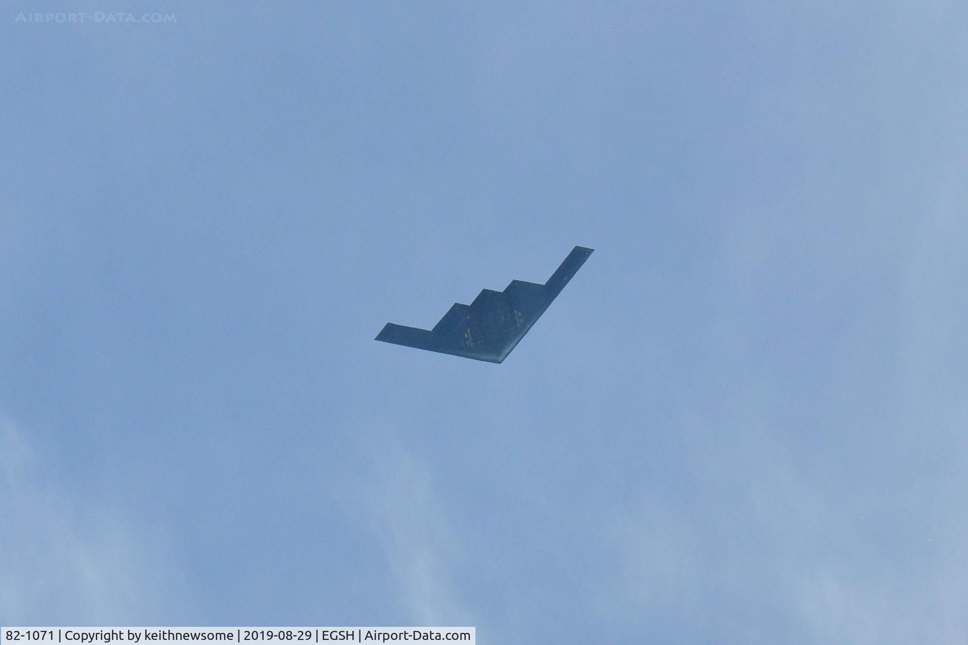 82-1071, 1982 Northrop Grumman B-2A Spirit C/N 1006/AV-6, One of a pair which made three circuits over Norwich at 10,000 ft.