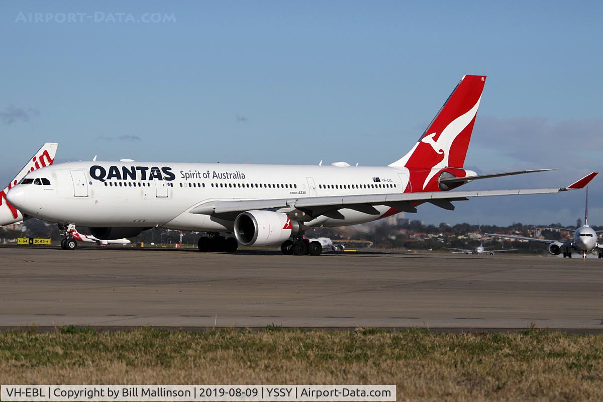 VH-EBL, 2008 Airbus A330-203 C/N 976, waiting its turn for PER as QF575