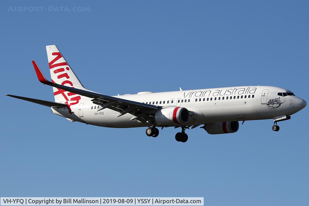 VH-YFQ, 2013 Boeing 737-8FE C/N 41010, finals to 25