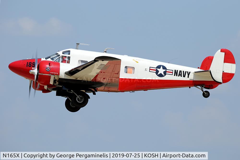 N165X, 1956 Beech E18S C/N BA-189, Departing from runway 27.