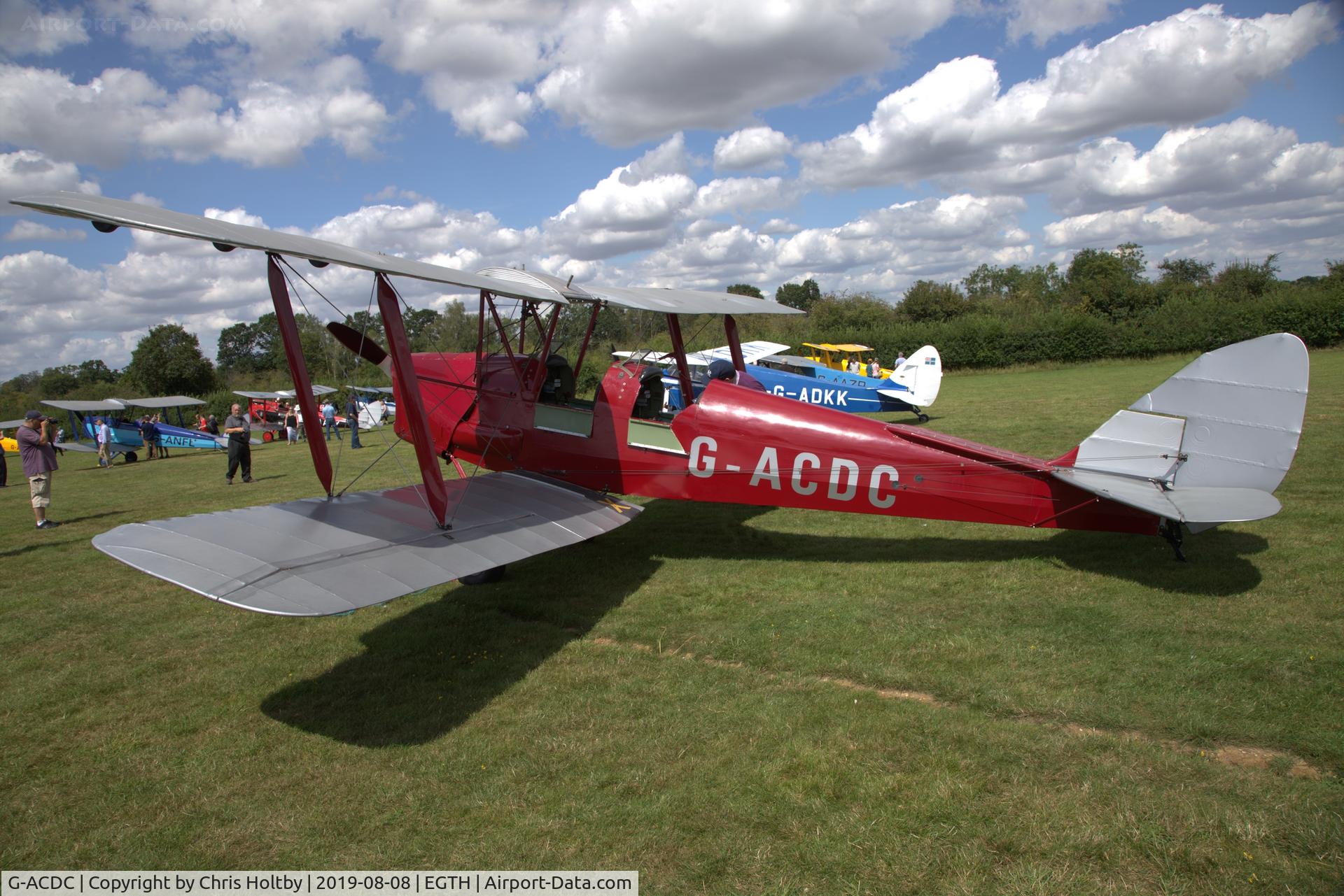 G-ACDC, 1933 De Havilland DH-82A Tiger Moth II C/N 3177, 1933 Tiger Moth on static display at Old Warden for the Gathering of Moths Day 2019