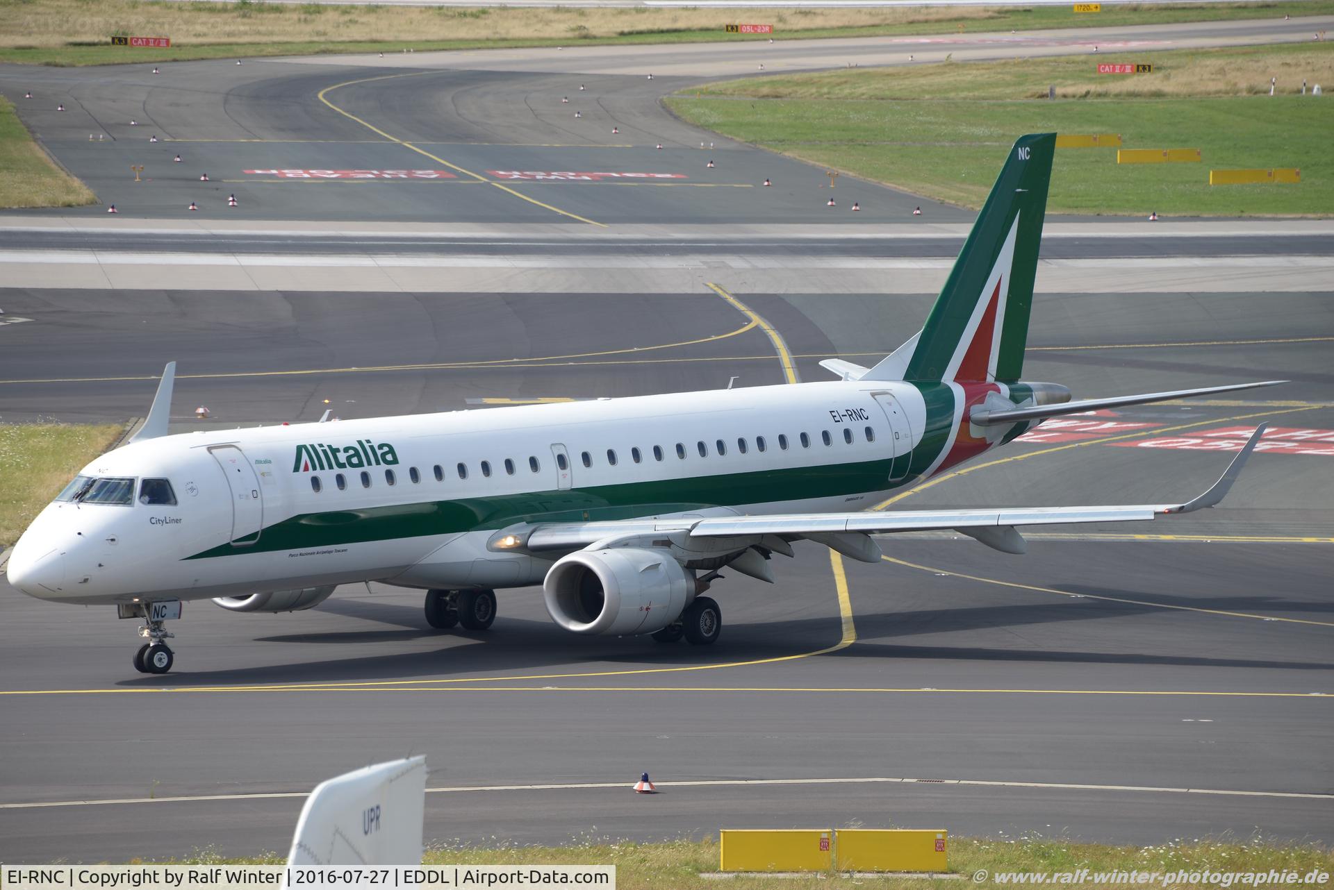 EI-RNC, 2011 Embraer 190LR (ERJ-190-100LR) C/N 19000503, Embraer ERJ-190STD 190-100 - CYL Alitalia Cityliner 'Parco Nazionale Arcipelago Toscano' - 19000503 - EI-RNC - 27.07.2016 - DUS