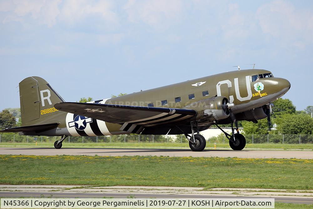 N45366, 1943 Douglas C-53D-DO Skytrooper (DC-3A) C/N 11757, landing runway 18R.