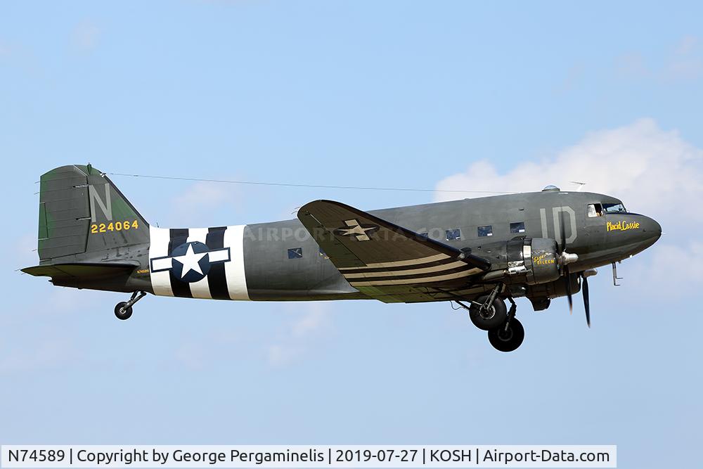 N74589, 1943 Douglas DC3C-S1C3G (C-47A) C/N 9926, Departing from runway 18R.