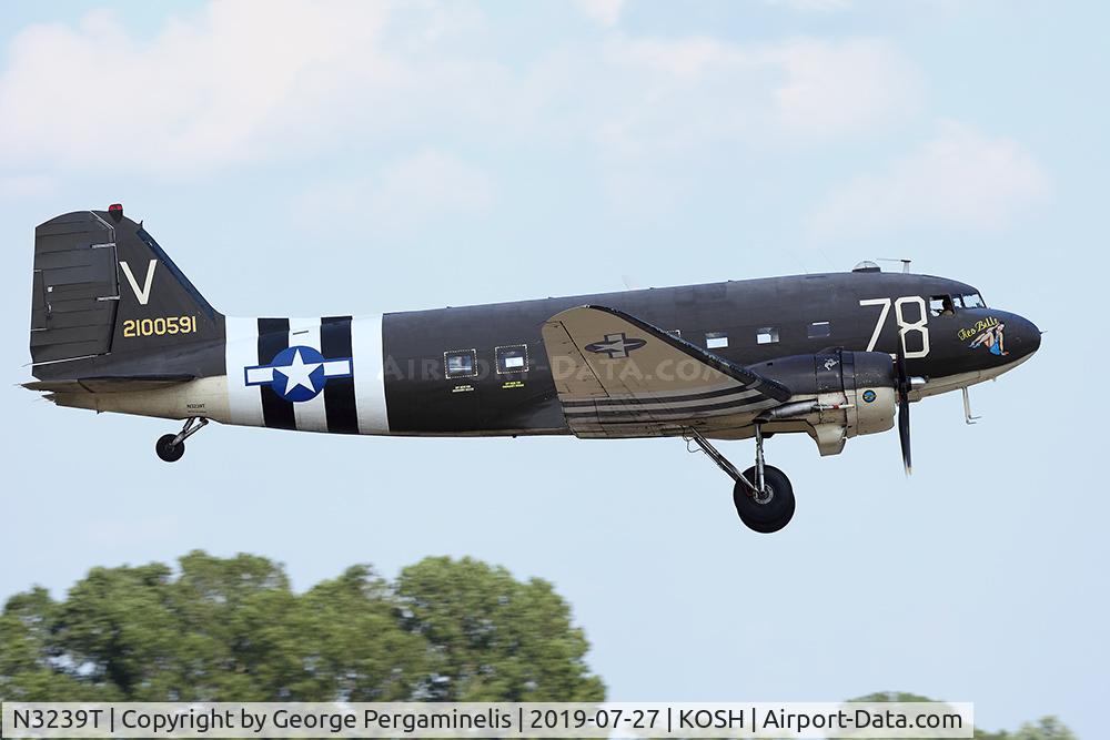 N3239T, 1943 Douglas DC3C-S1C3G (C-47A-65-DL) C/N 19054, Departing from runway 18R.
