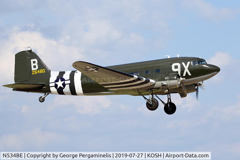 N534BE, 1944 Douglas DC-3A-S1C3G C/N 4932, Departing from runway 18R.