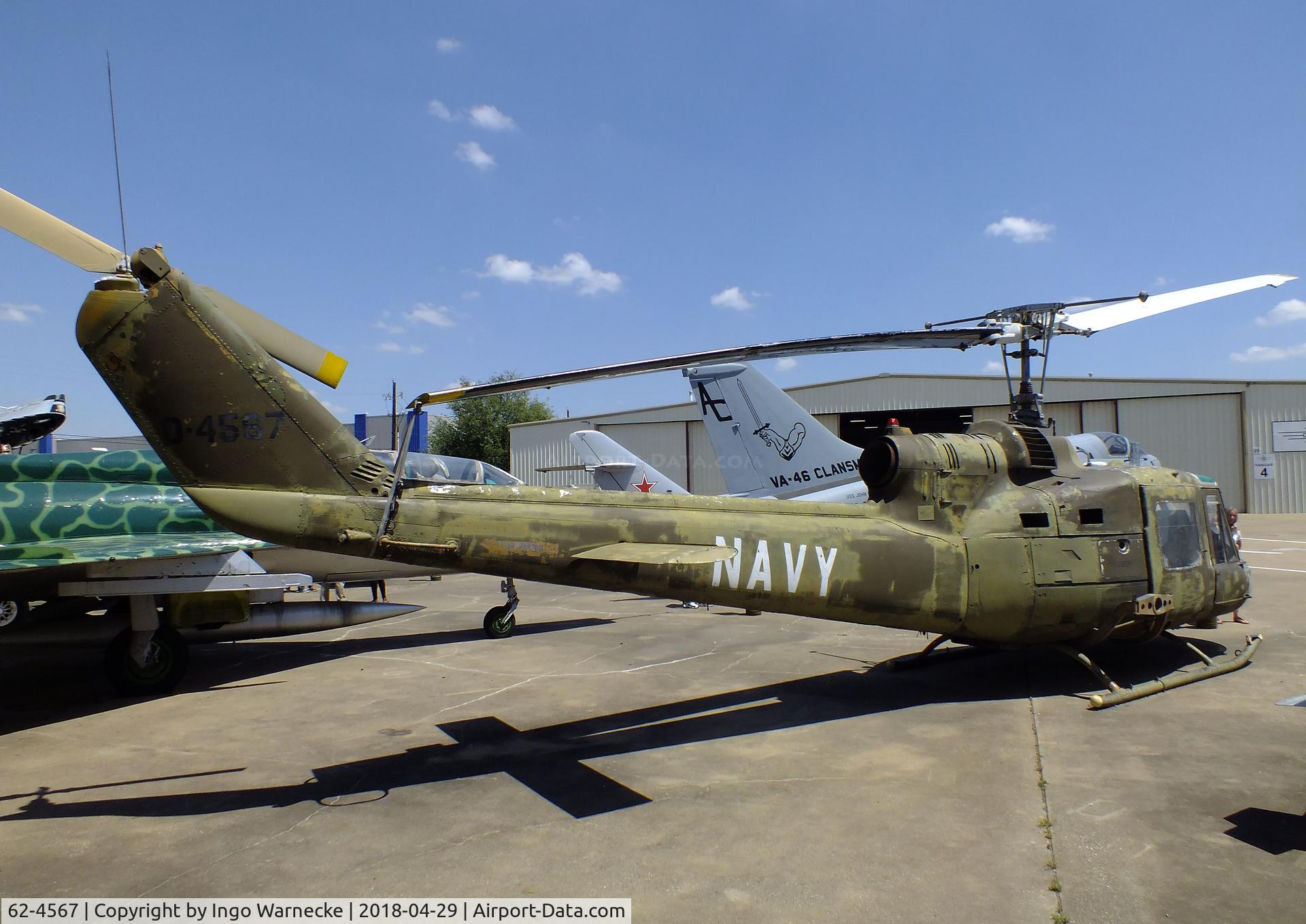 62-4567, 1962 Bell UH-1B Iroquois C/N 627, Bell UH-1B Iroquois at the Cavanaugh Flight Museum, Addison TX