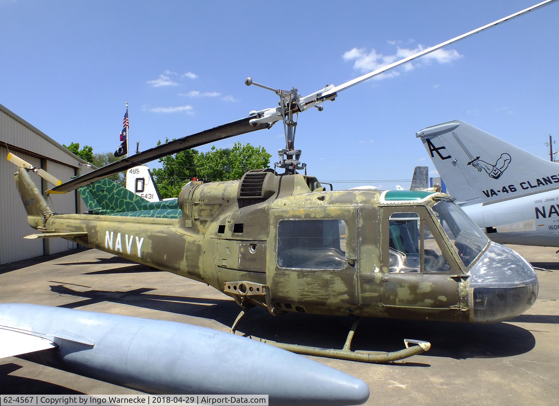 62-4567, 1962 Bell UH-1B Iroquois C/N 627, Bell UH-1B Iroquois at the Cavanaugh Flight Museum, Addison TX