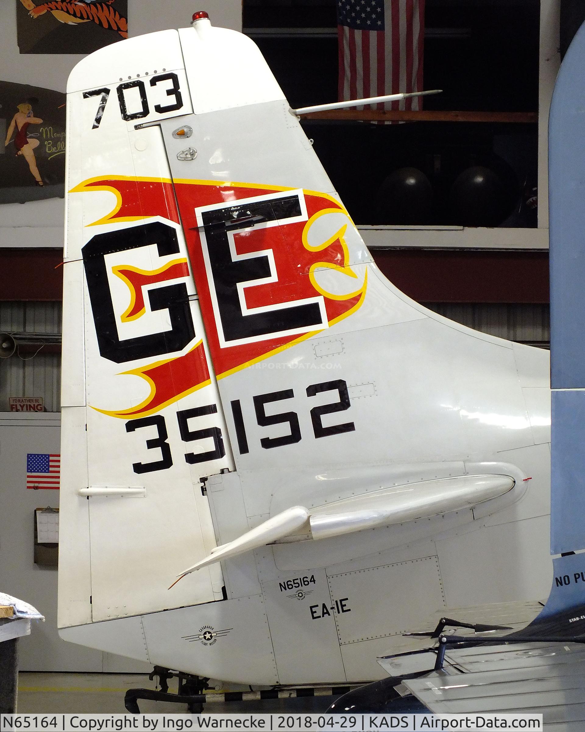 N65164, 1955 Douglas EA-1E Skyraider AD-5W C/N 55-471DH, Douglas AD-5W (EA-1E) Skyraider in the maintenance hangar at the Cavanaugh Flight Museum, Addison TX