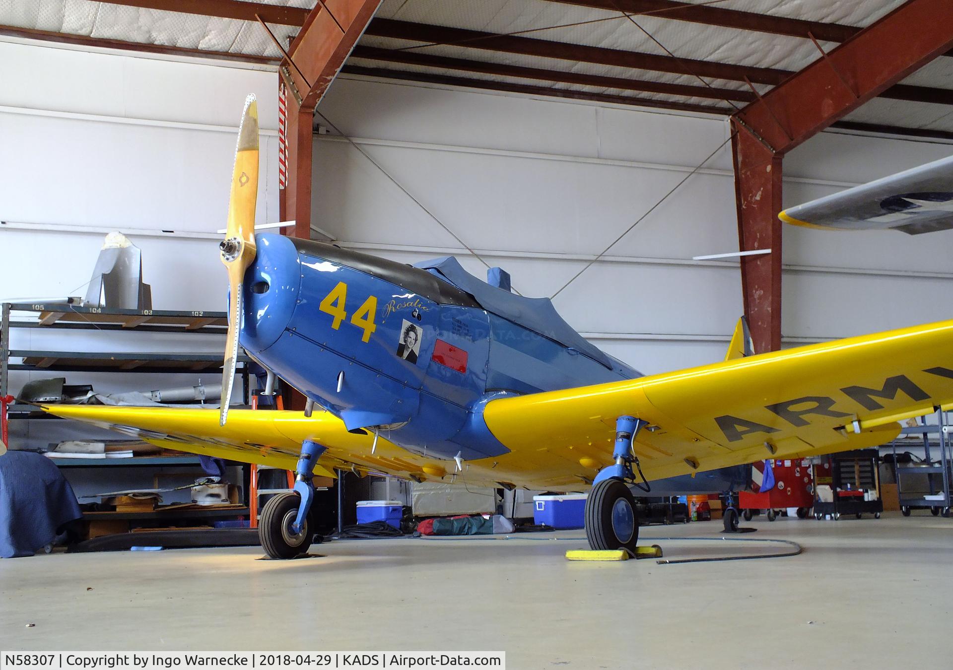 N58307, 1943 Fairchild M-62A C/N T43-5226, Fairchild M-62A (PT-19) in the maintenance hangar at the Cavanaugh Flight Museum, Addison TX