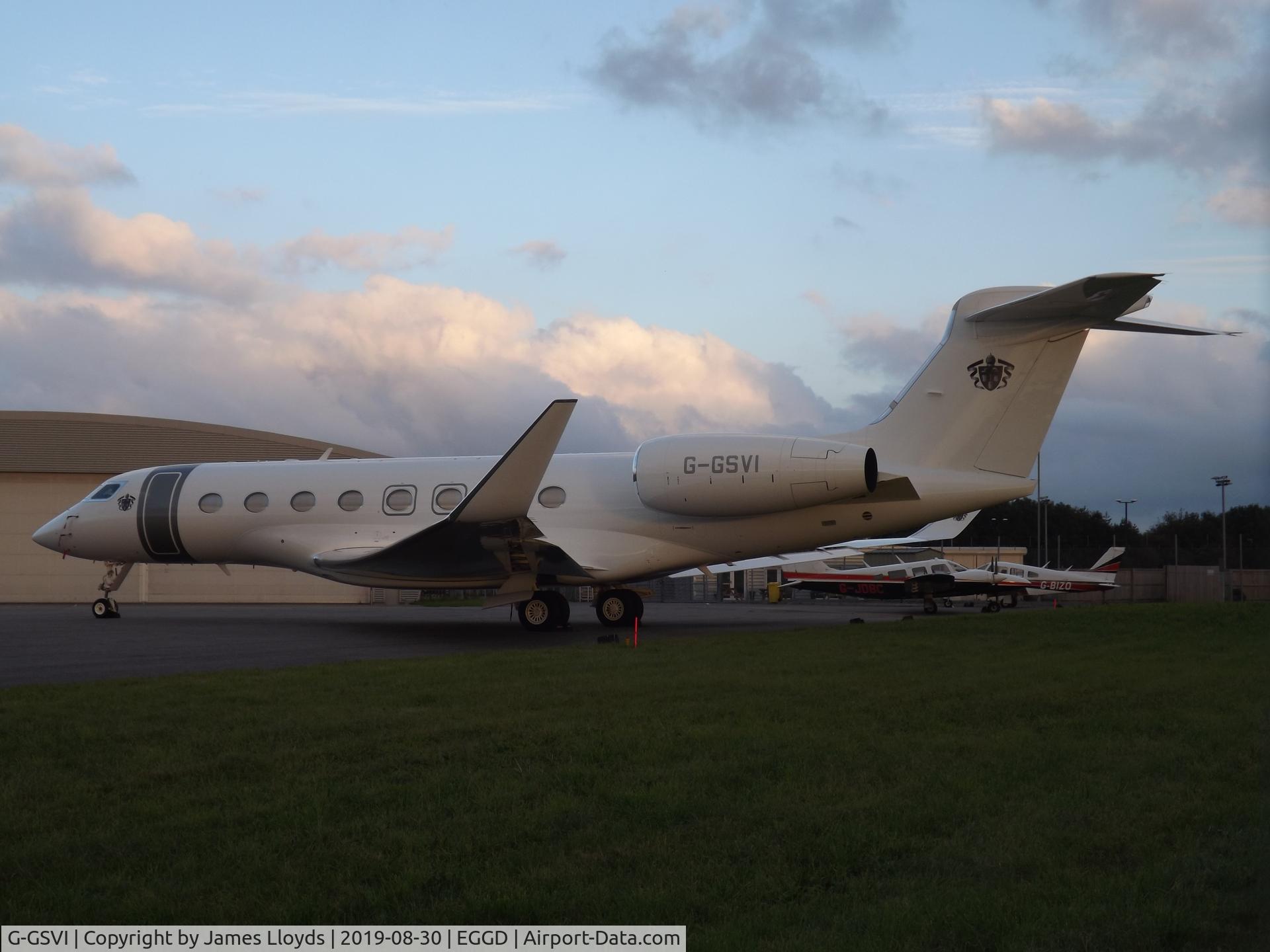 G-GSVI, 2015 Gulfstream Aerospace G650 (G-VI) C/N 6160, Parked up at Bristol Airport.
