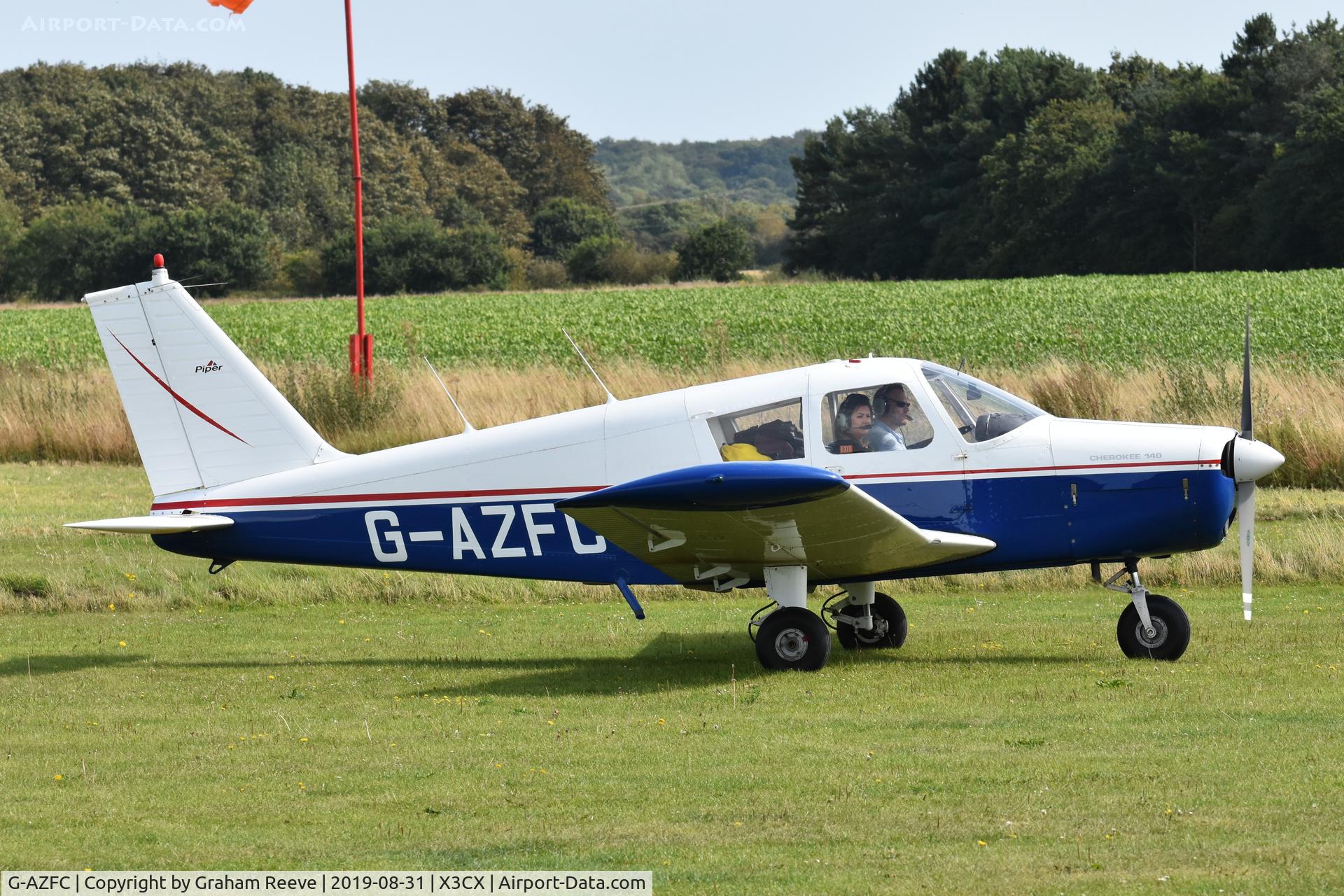 G-AZFC, 1971 Piper PA-28-140 Cherokee C/N 28-7125486, Just landed at Northrepps.
