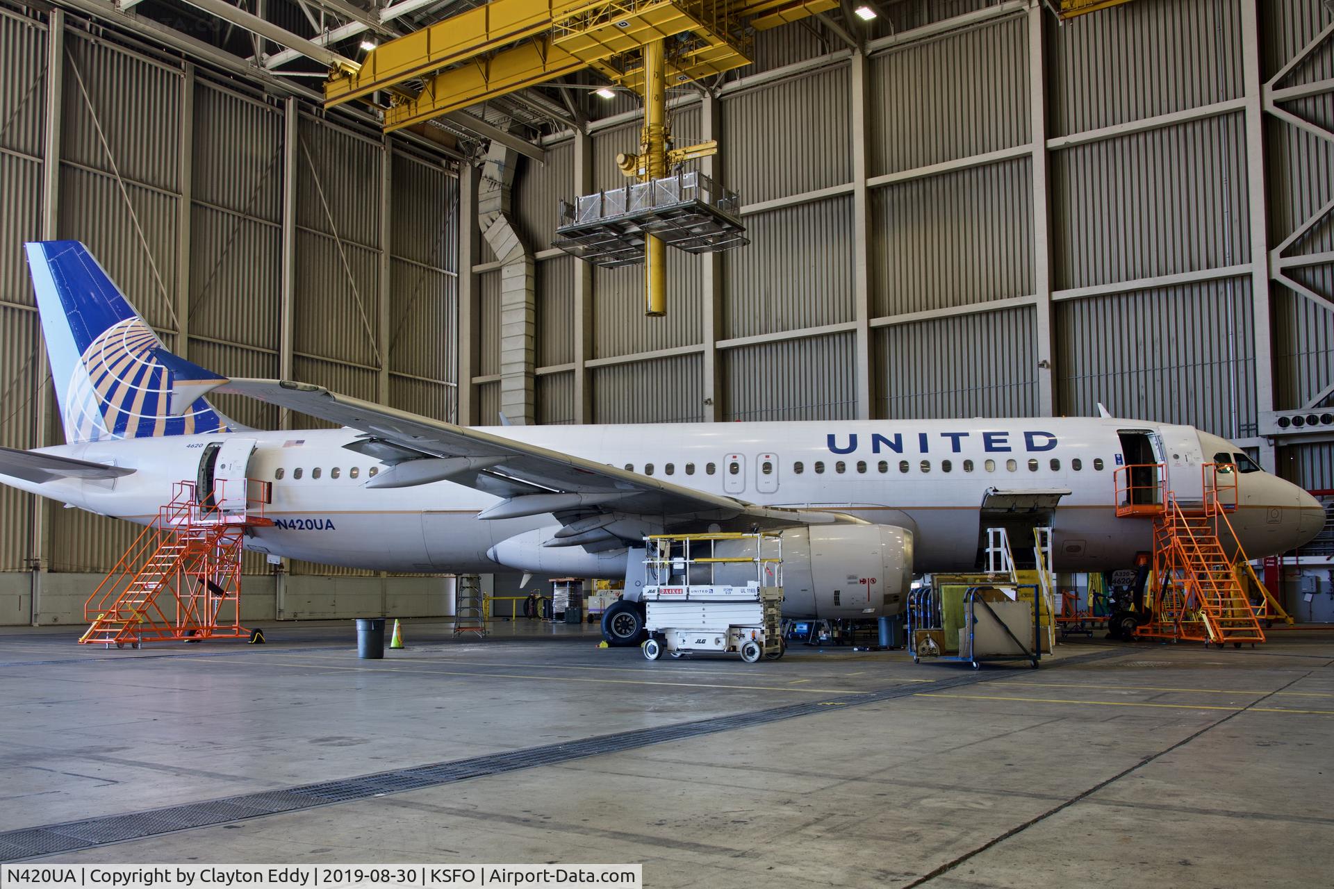 N420UA, 1994 Airbus A320-232 C/N 489, SFO 2019.
