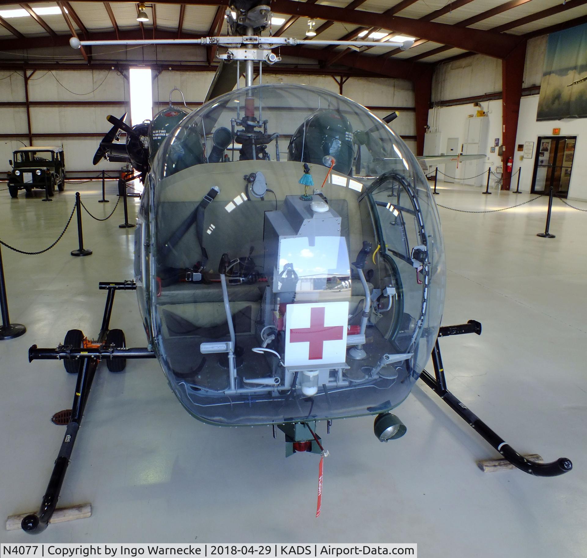 N4077, 1965 Bell 47G-3B-1 Sioux C/N 3473, Bell 47G-3B1 (OH-13S Sioux) at the Cavanaugh Flight Museum, Addison TX