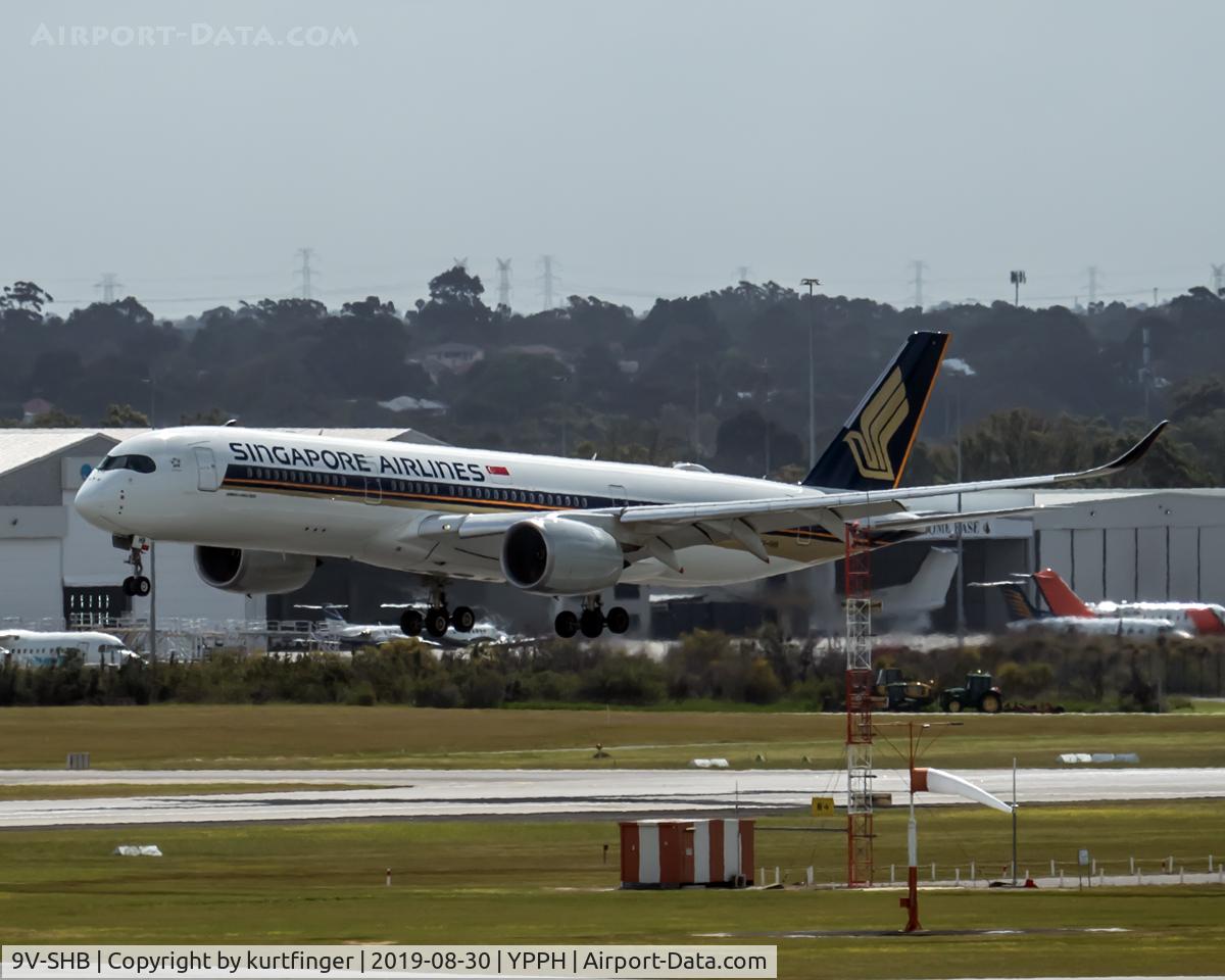 9V-SHB, 2018 Airbus A350-941 C/N 263, Airbus A350-941. SIA 9V-SHB arriving runway 21 YPPH 300819.