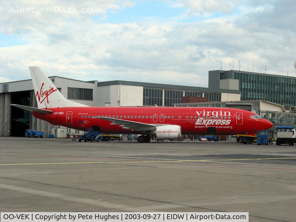 OO-VEK, 1989 Boeing 737-405 C/N 24270, OO-VEK Boeing 737 on the ramp at Dublin