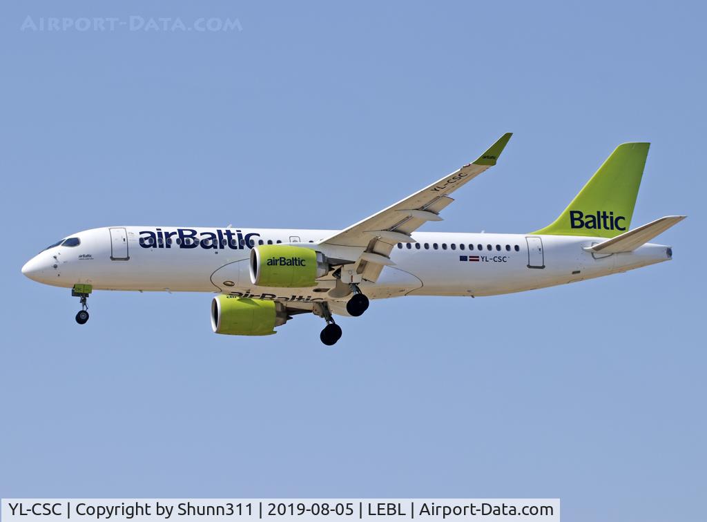 YL-CSC, 2017 Bombardier CSeries CS300 (BD-500-1A11) C/N 55005, Landing rwy 25R
