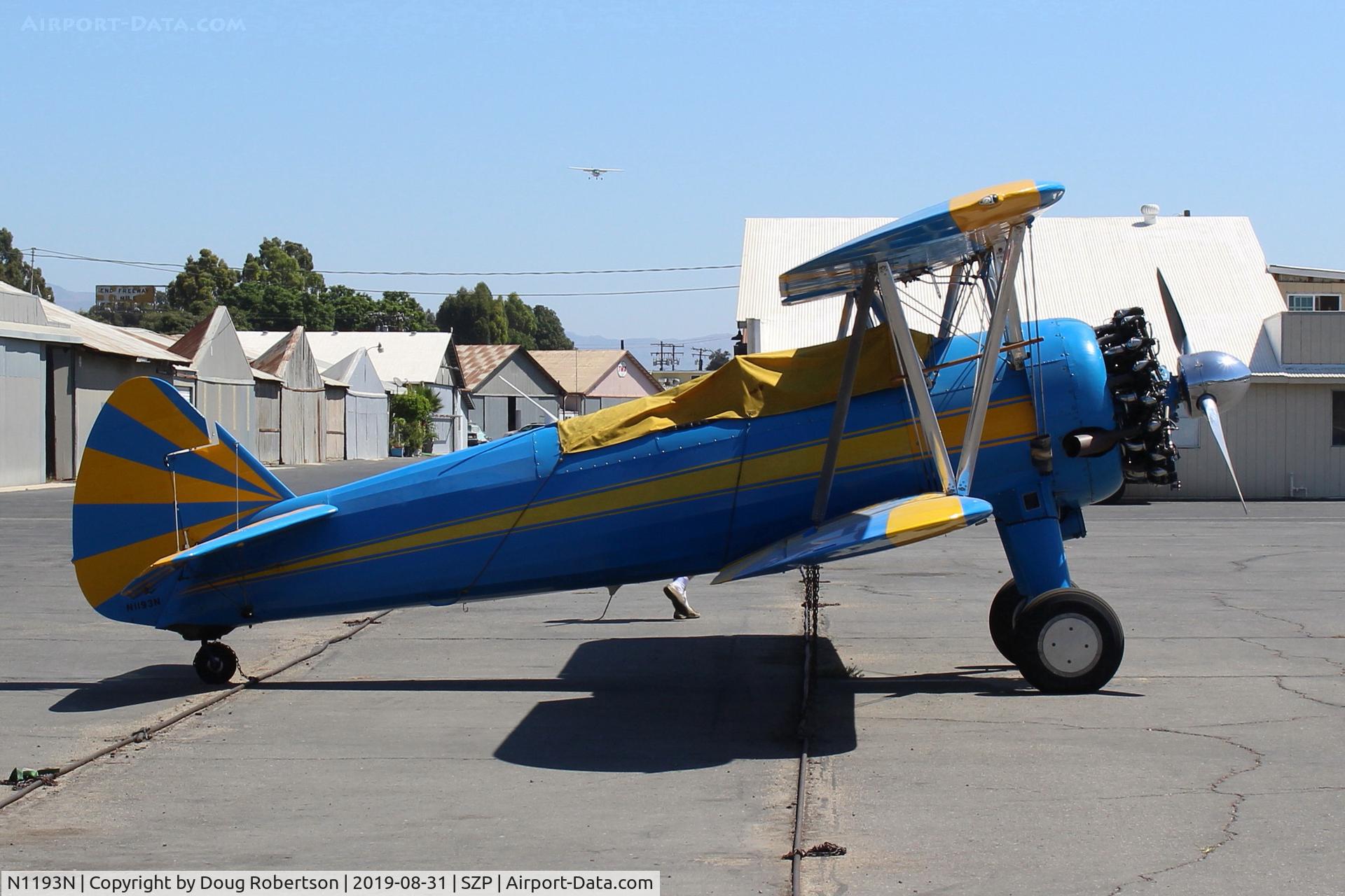 N1193N, 1941 Boeing E75 C/N 75-1218, 1941 Boeing Stearman E75, P&W R-985 450 Hp upgrade, on CP Aviation's ramp. for Annual Exam/work