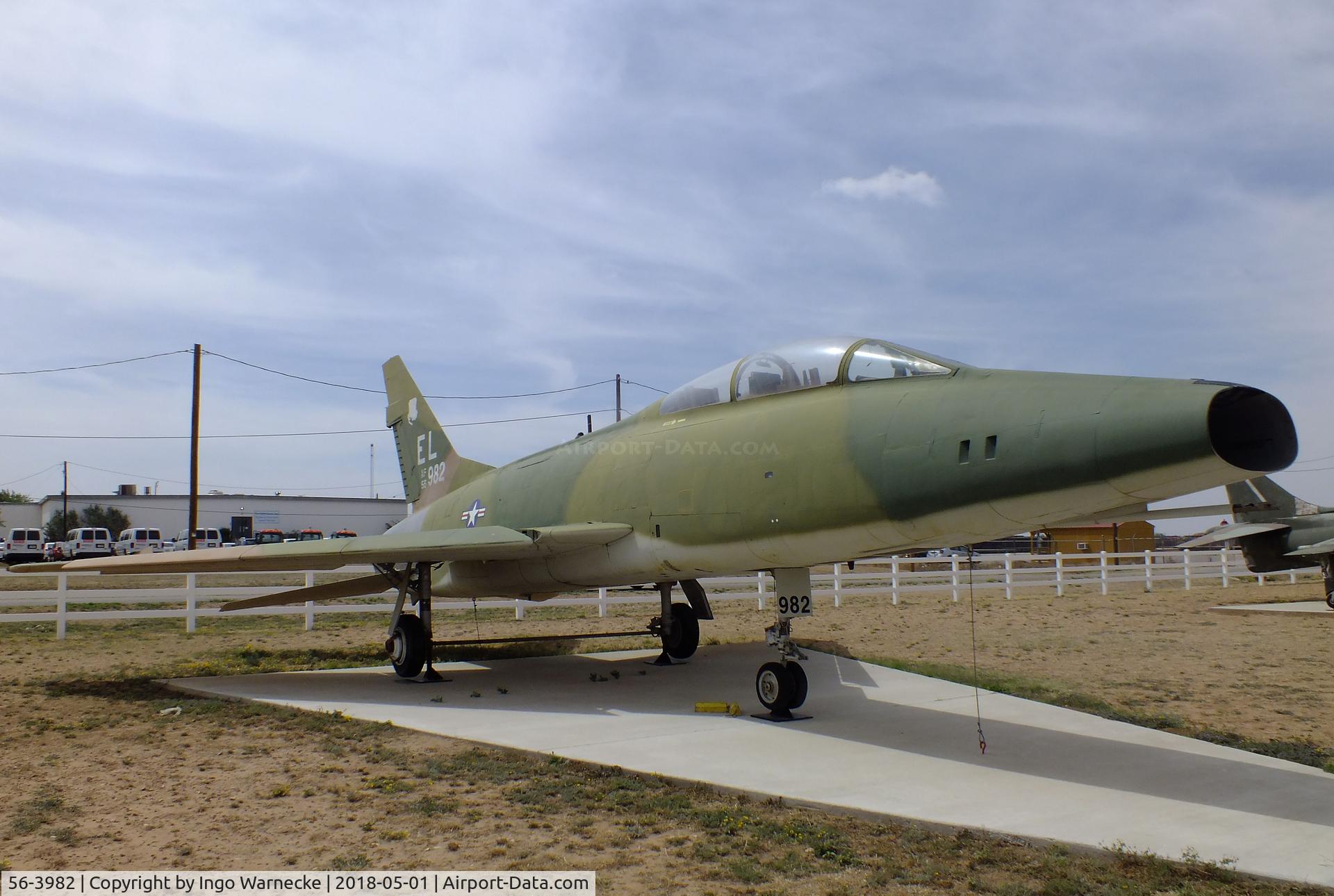 56-3982, 1956 North American F-100F Super Sabre C/N 243-258, North American F-100F Super Sabre at the Hangar 25 Air Museum, Big Spring McMahon-Wrinkle Airport, Big Spring TX