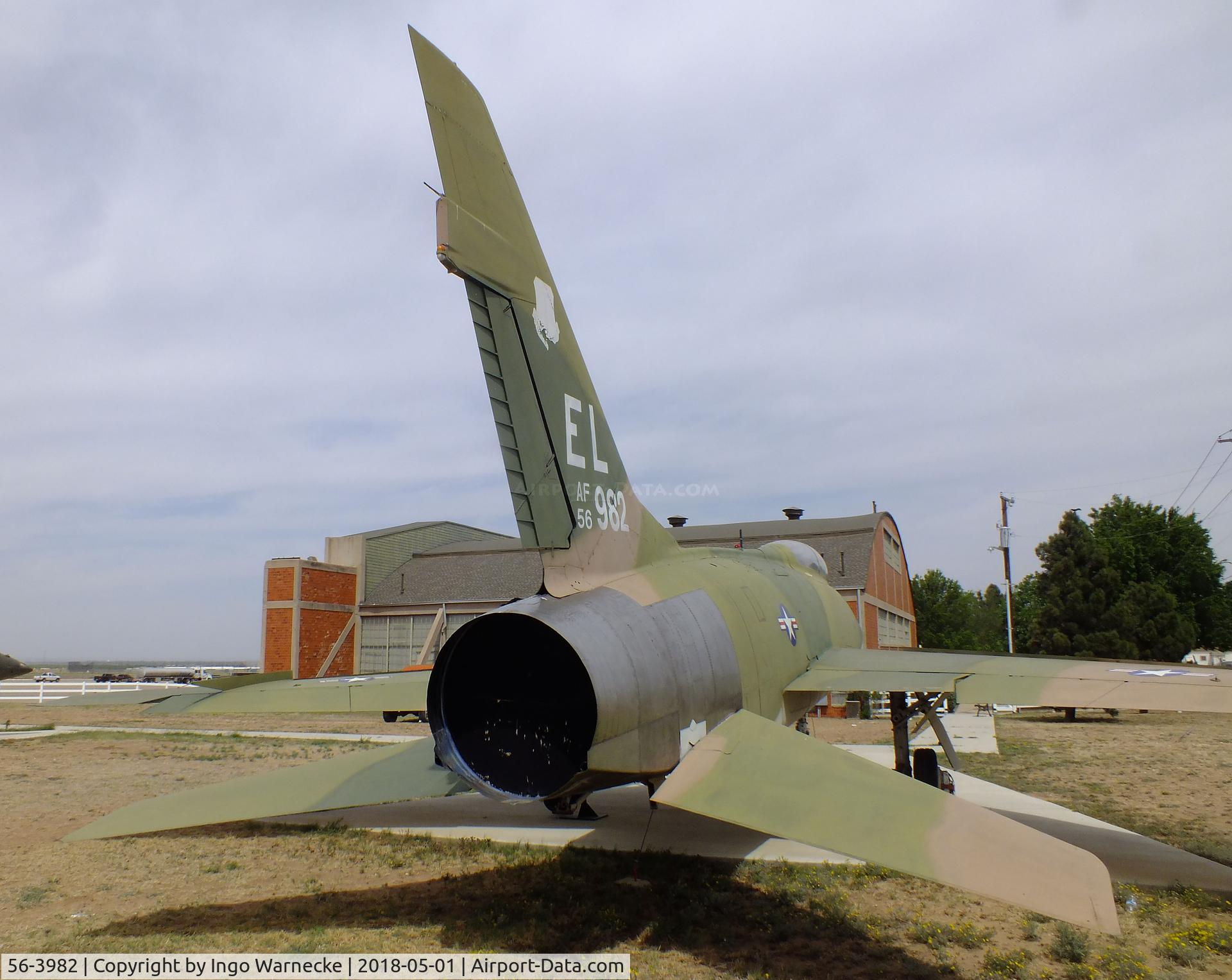 56-3982, 1956 North American F-100F Super Sabre C/N 243-258, North American F-100F Super Sabre at the Hangar 25 Air Museum, Big Spring McMahon-Wrinkle Airport, Big Spring TX