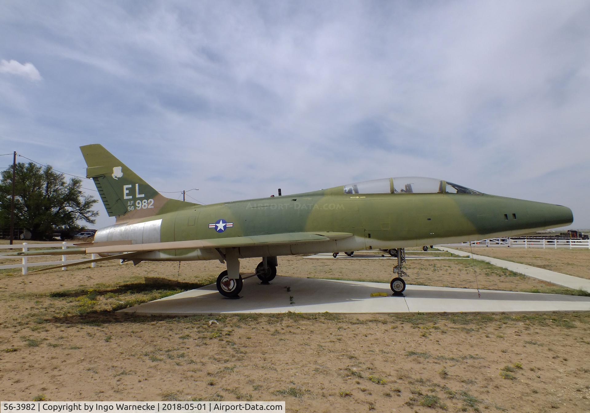56-3982, 1956 North American F-100F Super Sabre C/N 243-258, North American F-100F Super Sabre at the Hangar 25 Air Museum, Big Spring McMahon-Wrinkle Airport, Big Spring TX