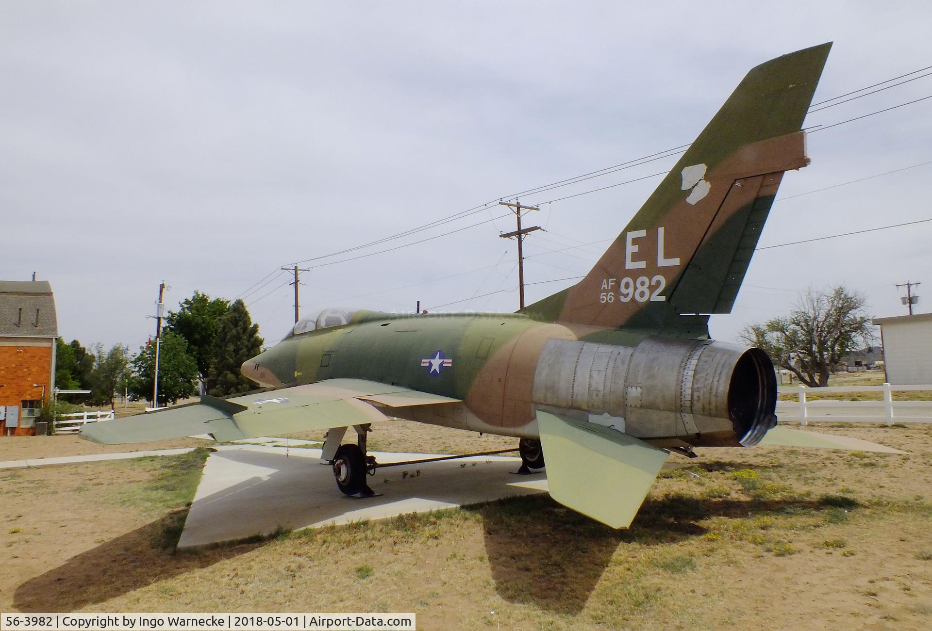 56-3982, 1956 North American F-100F Super Sabre C/N 243-258, North American F-100F Super Sabre at the Hangar 25 Air Museum, Big Spring McMahon-Wrinkle Airport, Big Spring TX