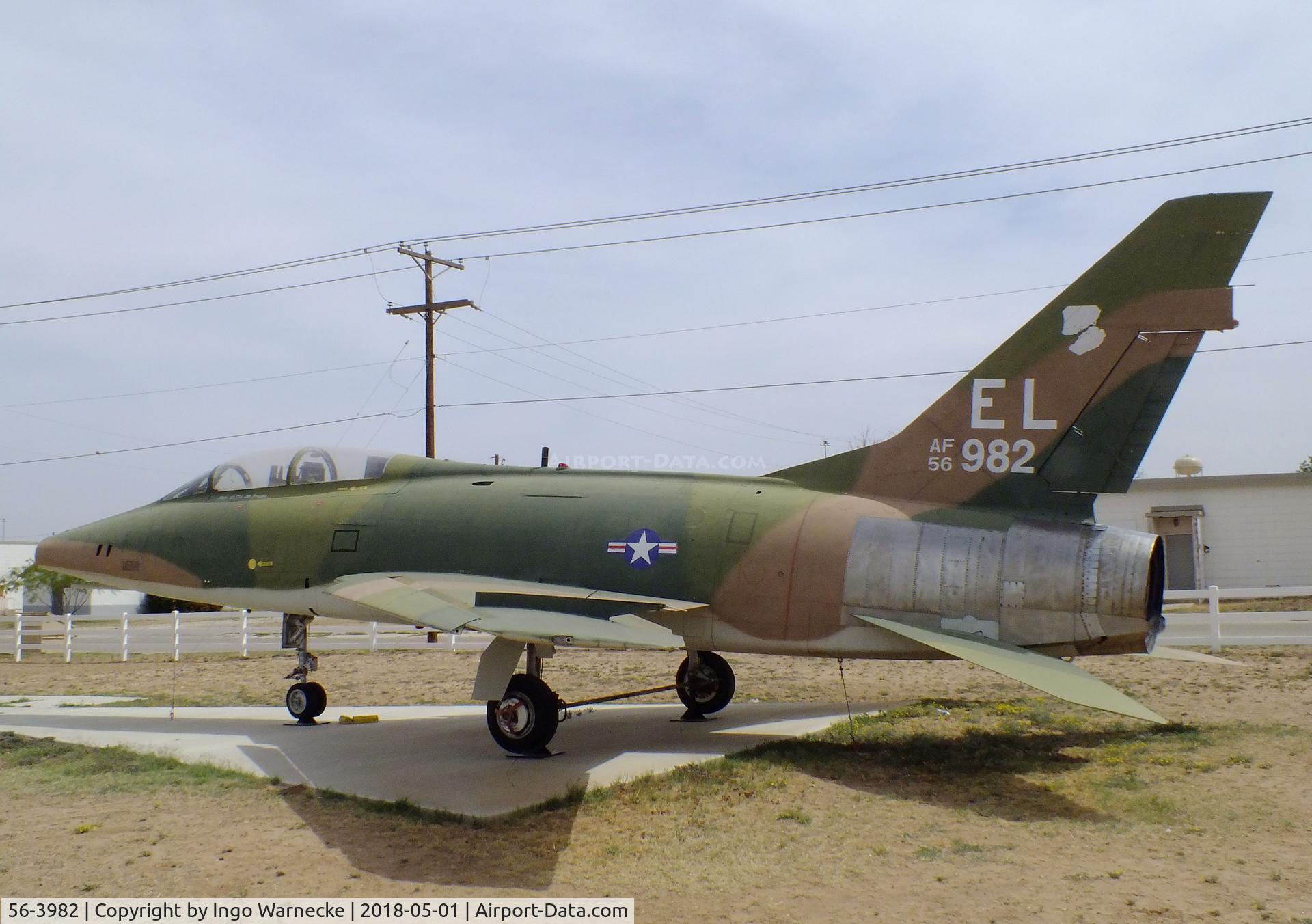 56-3982, 1956 North American F-100F Super Sabre C/N 243-258, North American F-100F Super Sabre at the Hangar 25 Air Museum, Big Spring McMahon-Wrinkle Airport, Big Spring TX