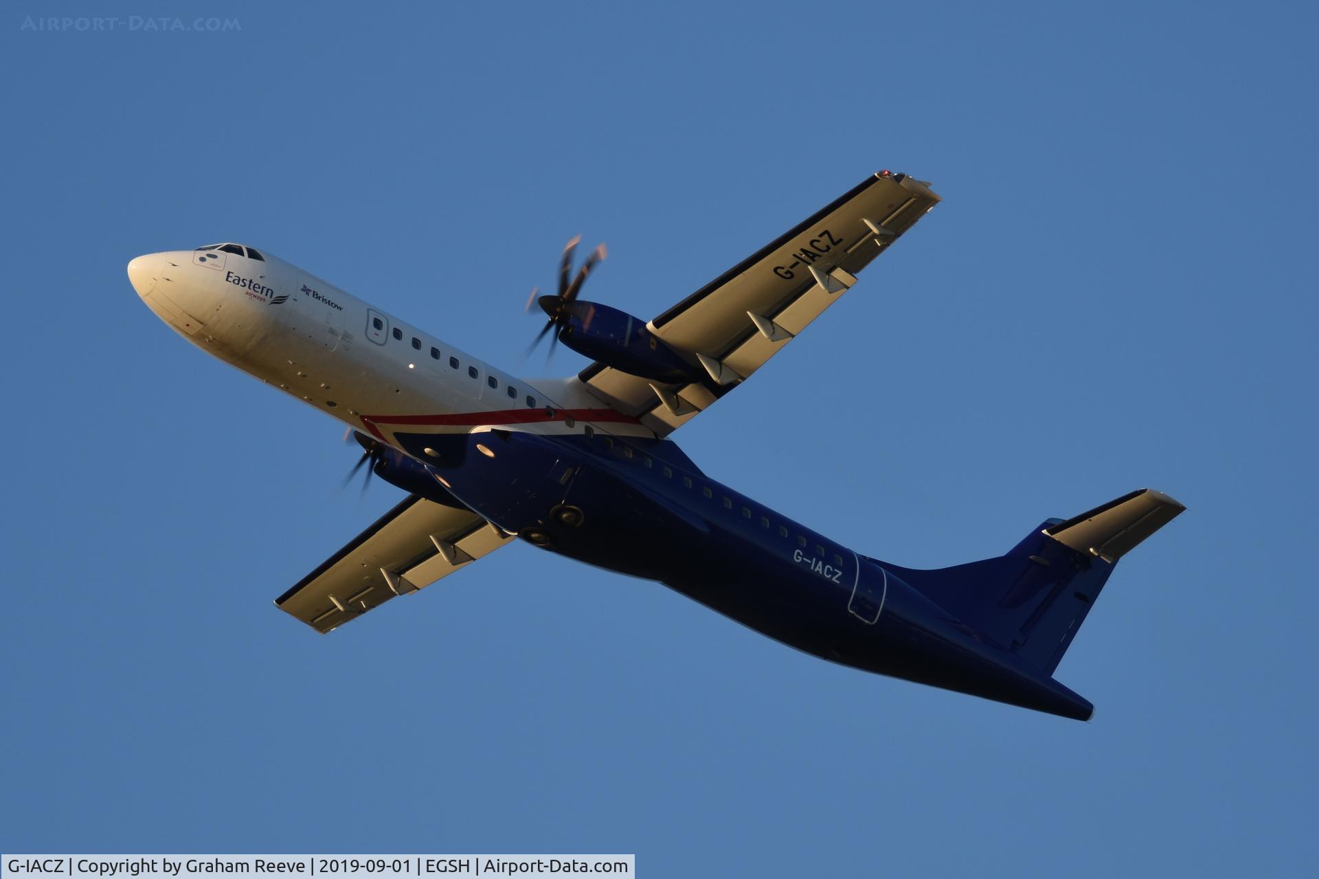 G-IACZ, 2018 ATR 72-212A C/N 1482, Departing from Norwich.
