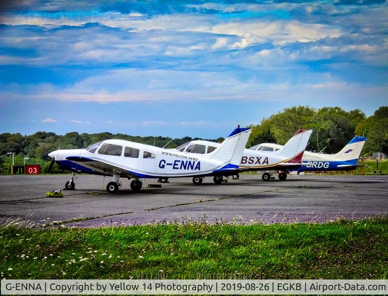 G-ENNA, 1978 Piper PA-28-161 Warrior II C/N 28-7916060, A trio of Piper Warrior IIs parked at Biggin Hill airfield.