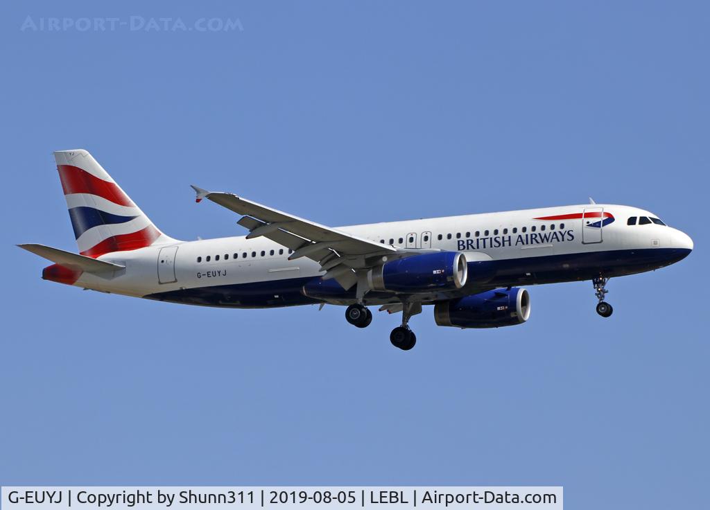 G-EUYJ, 2010 Airbus A320-232 C/N 4464, Landing rwy 25R