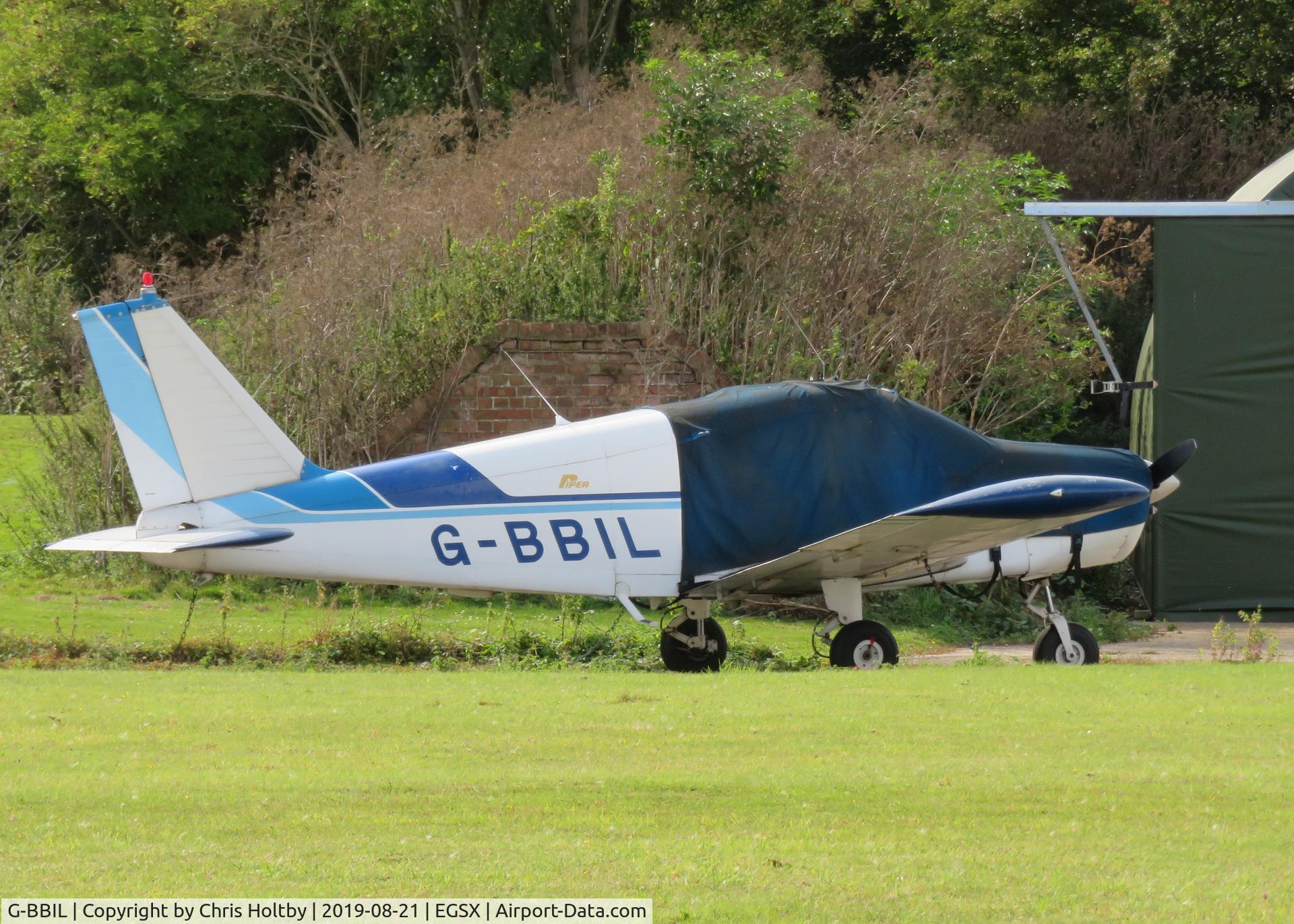 G-BBIL, 1967 Piper PA-28-140 Cherokee C/N 28-22567, Cherokee covered & parked at North Weald