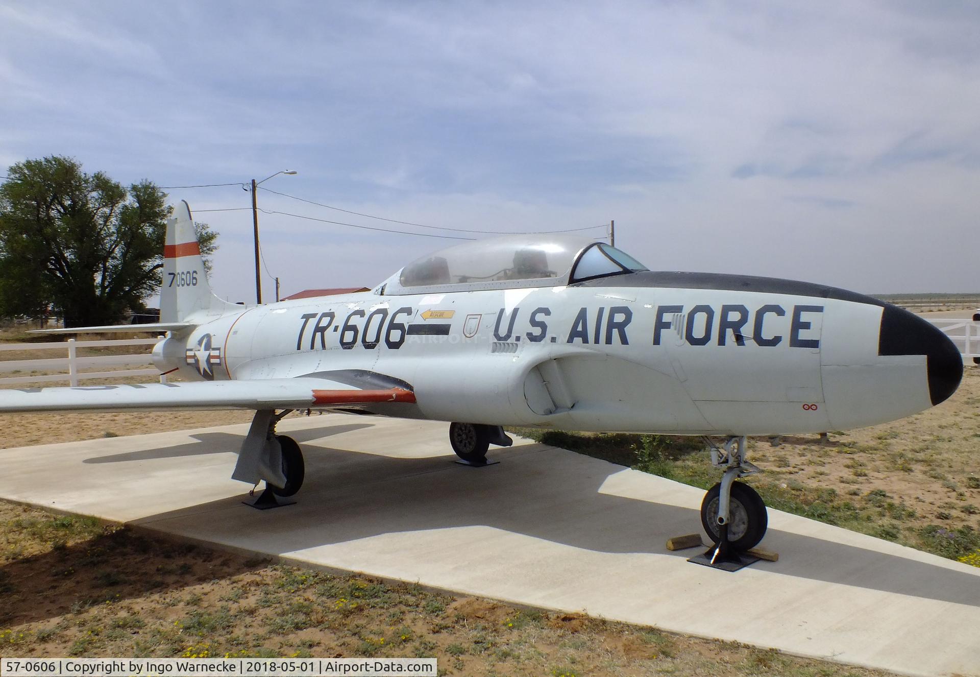 57-0606, 1957 Lockheed T-33A Shooting Star C/N 580-1255, Lockheed T-33A at the Hangar 25 Air Museum, Big Spring McMahon-Wrinkle Airport, Big Spring TX