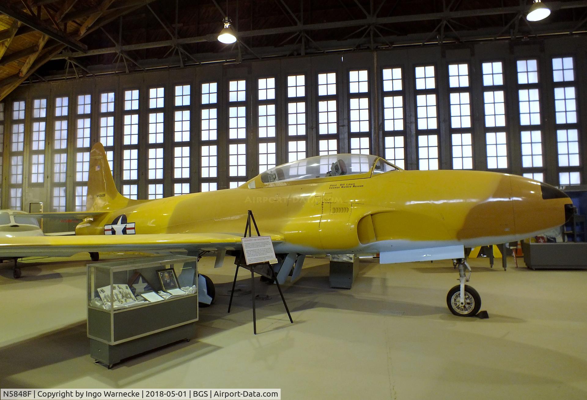 N5848F, 1956 Lockheed T-33A C/N 56CW-WM1573, Lockheed T-33A at the Hangar 25 Air Museum, Big Spring McMahon-Wrinkle Airport, Big Spring TX