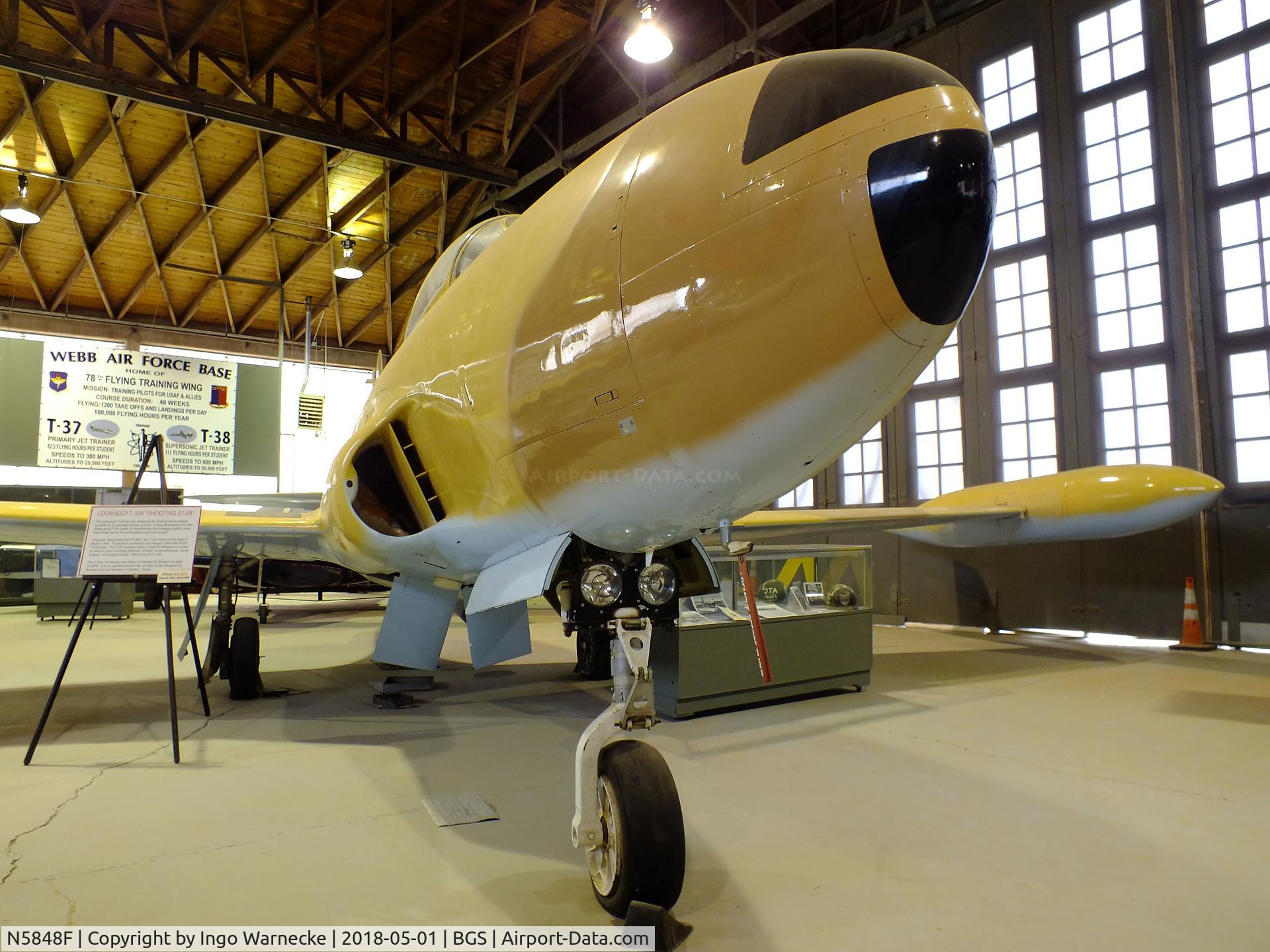 N5848F, 1956 Lockheed T-33A C/N 56CW-WM1573, Lockheed T-33A at the Hangar 25 Air Museum, Big Spring McMahon-Wrinkle Airport, Big Spring TX