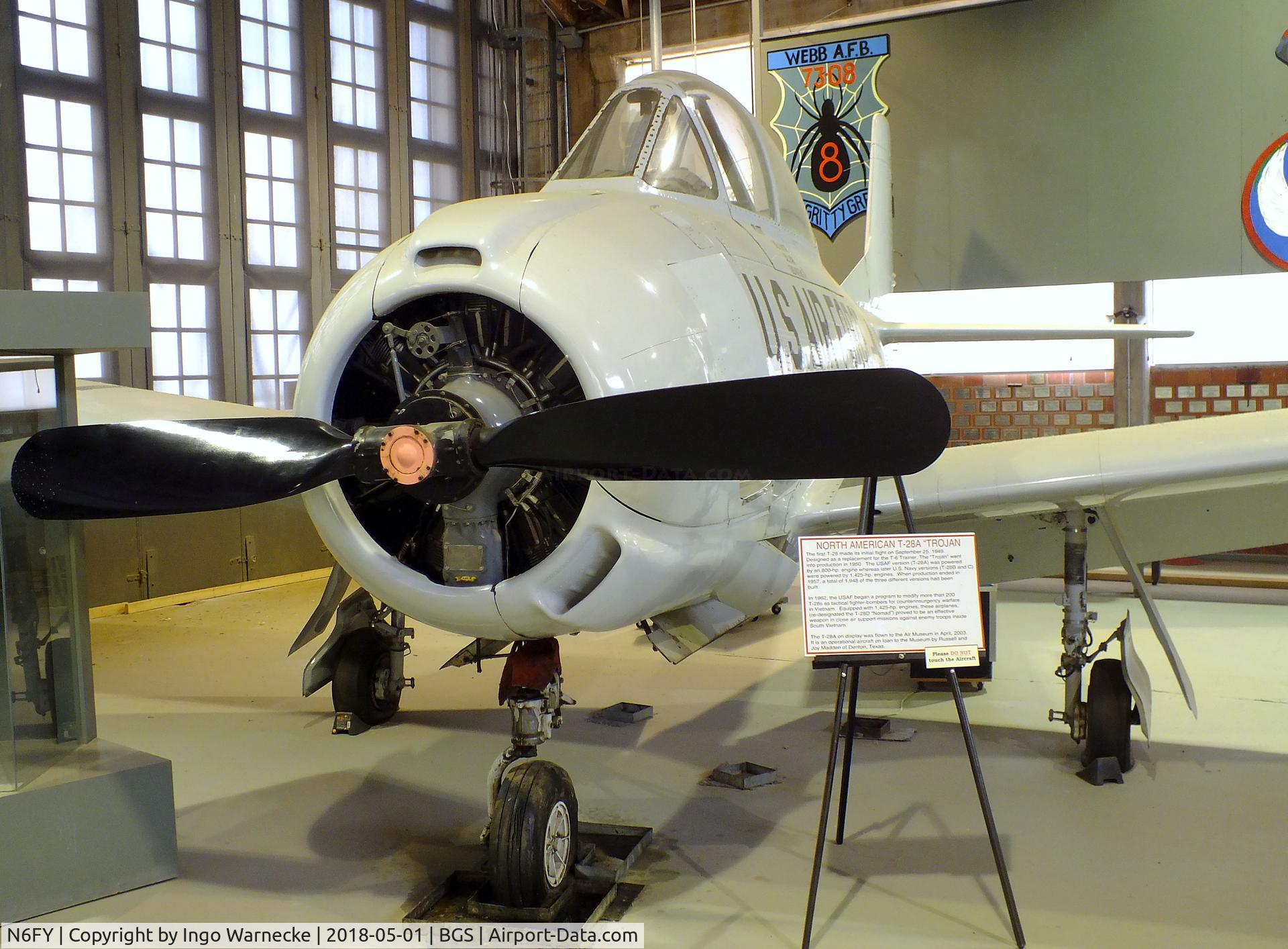 N6FY, 1949 North American T-28A Trojan C/N 159-56, North American T-28A Trojan at the Hangar 25 Air Museum, Big Spring McMahon-Wrinkle Airport, Big Spring TX