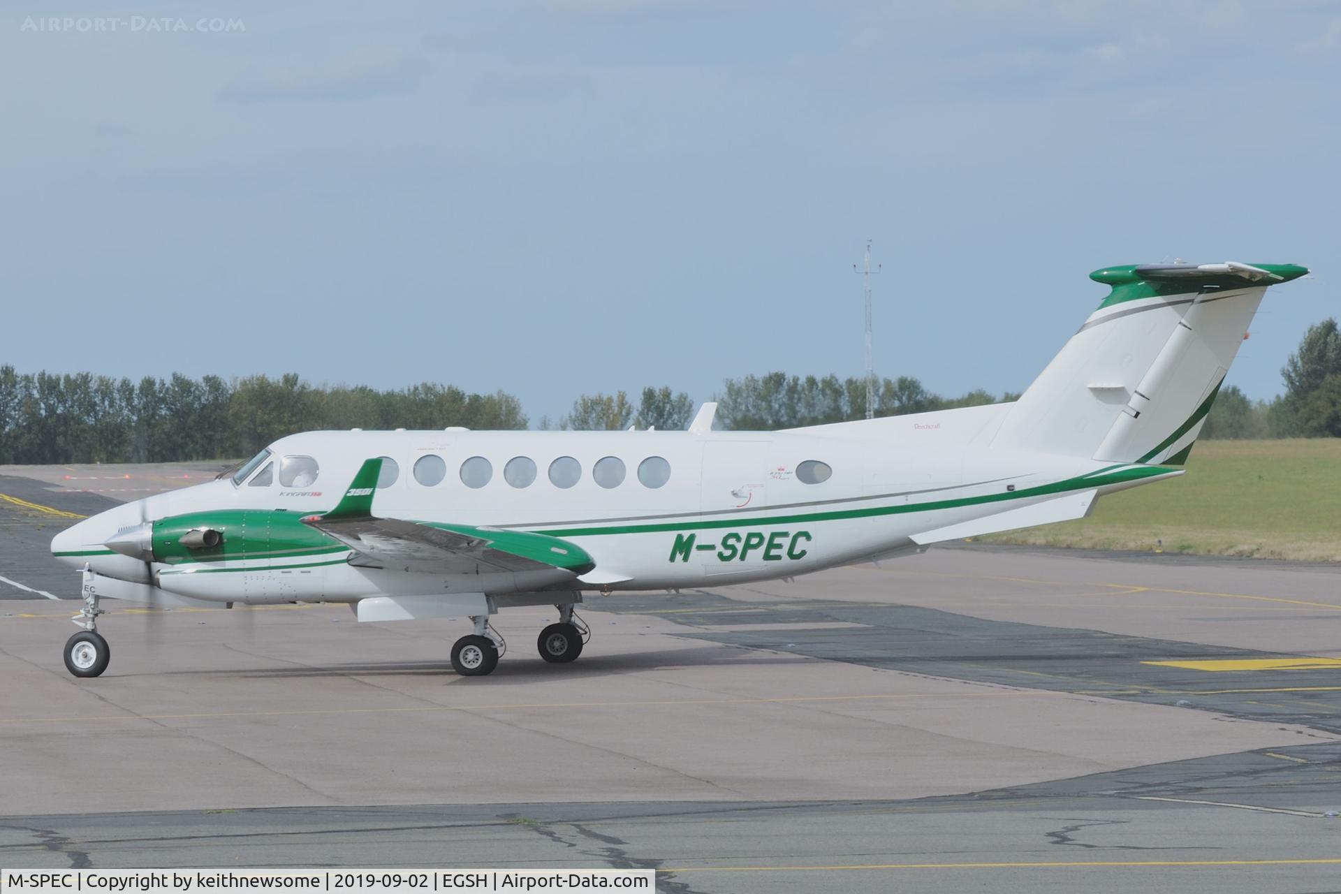 M-SPEC, 2014 Beech Super King Air 350i C/N FL-970, Arriving at Norwich from Bournemouth.
