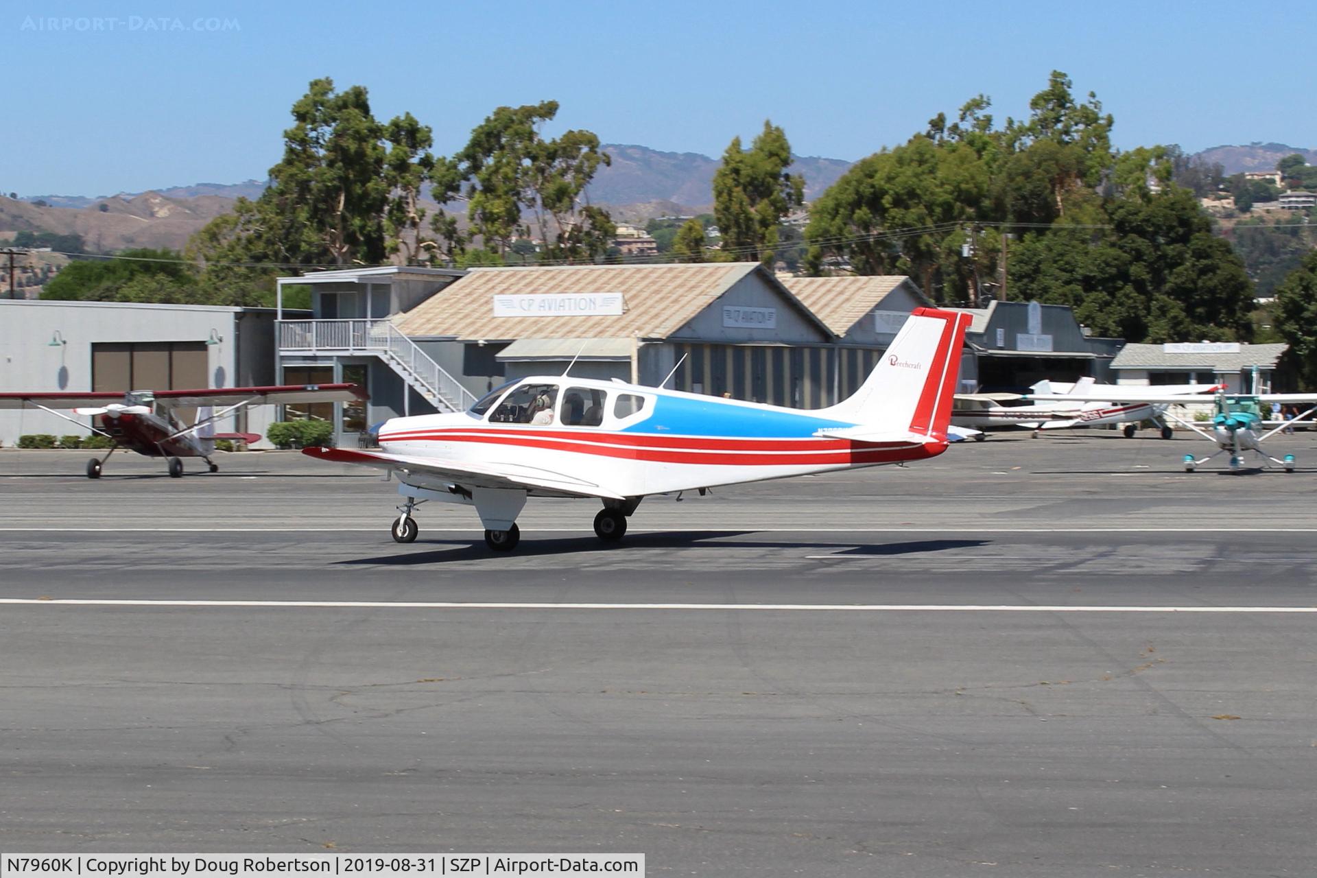 N7960K, 1964 Beech 35-B33 Debonair C/N CD-774, 1964 Beech 35-B33 DEBONAIR, Continental IO-470K 225 Hp, landing roll Rwy 22