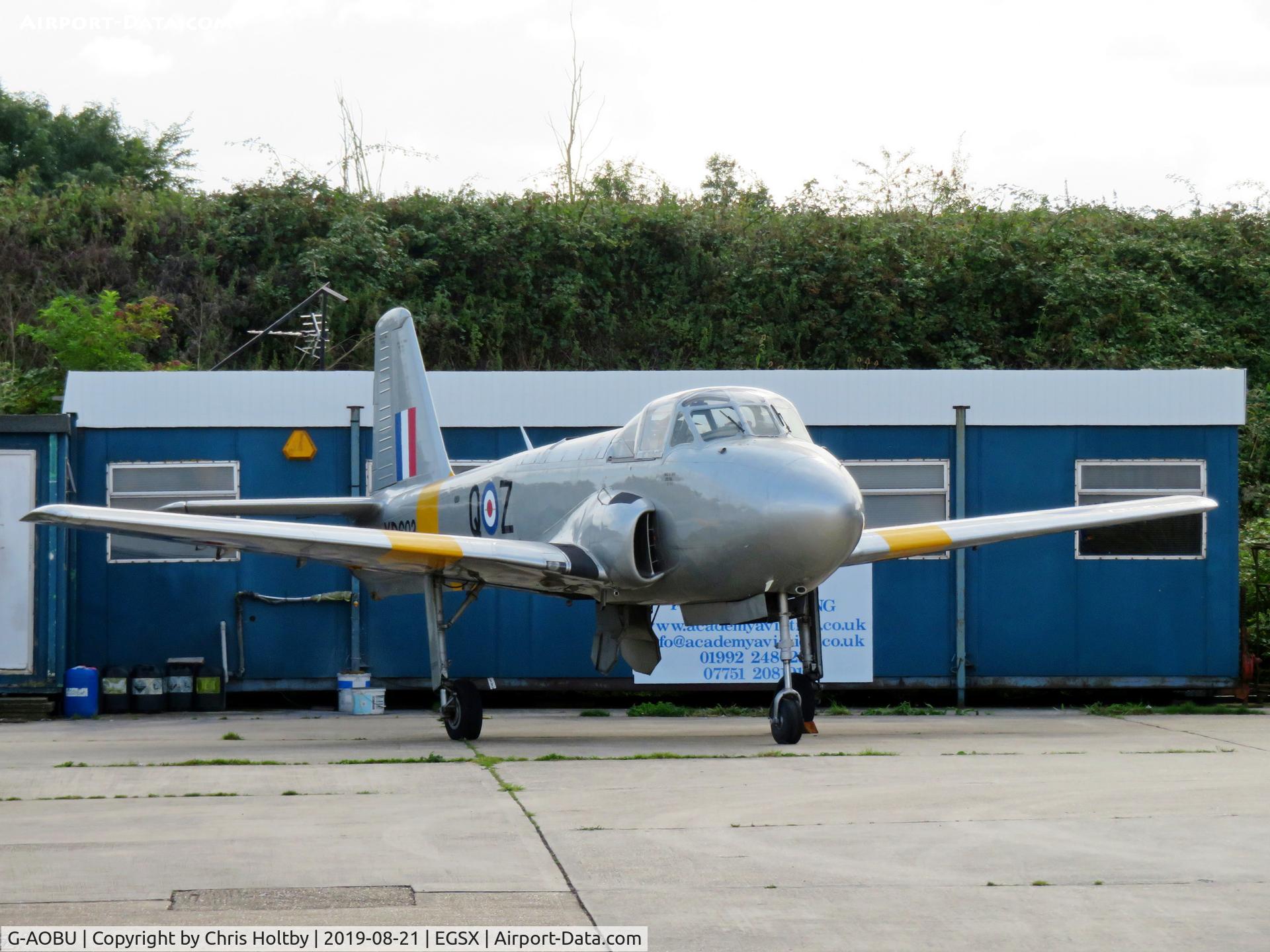 G-AOBU, 1955 Hunting Percival P-84 Jet Provost T.1 C/N PAC/84/006, Parked at North Weald. Previously registered XD693, XM129 & G-42-1.