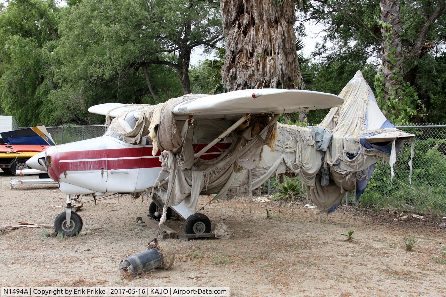 N1494A, 1952 Piper PA-22 C/N 22-398, Hiding in a corner at Corona