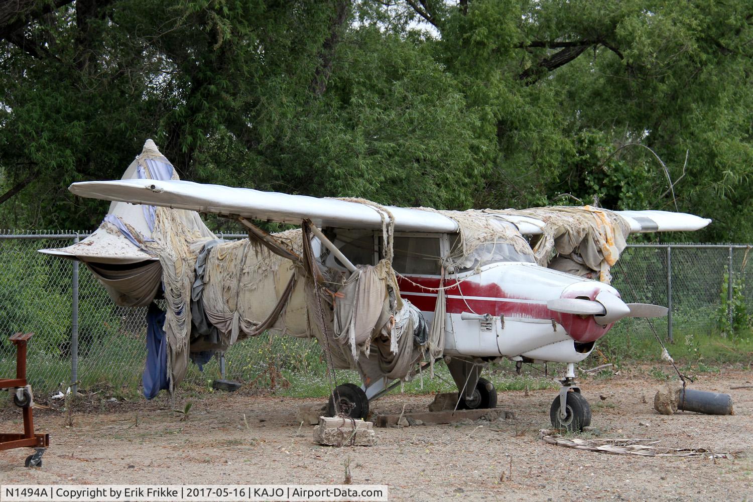 N1494A, 1952 Piper PA-22 C/N 22-398, Hiding in a corner at Corona