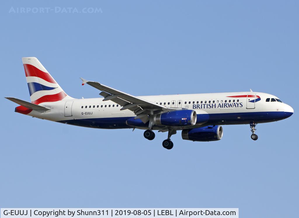 G-EUUJ, 2002 Airbus A320-232 C/N 1883, Landing rwy 25R
