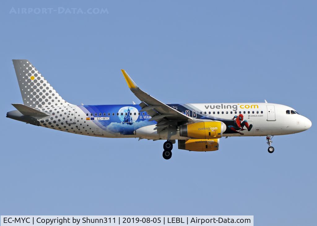 EC-MYC, 2018 Airbus A320-232 C/N 8238, Landing rwy 25R in special Disneyland c/s