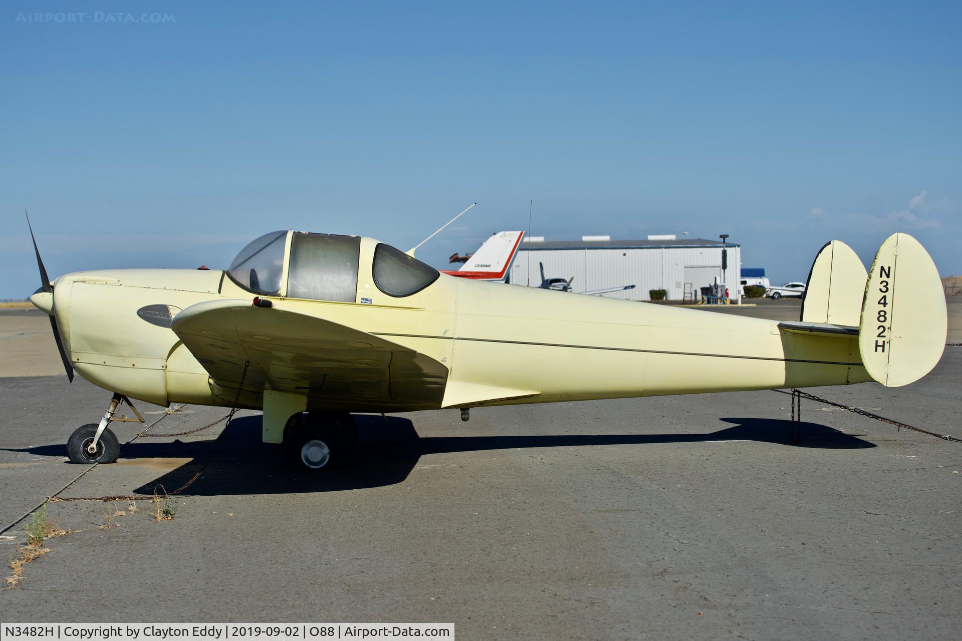 N3482H, 1948 Erco 415D Ercoupe C/N 4107, Rio Vista Airport California 2019.